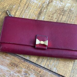 Chloe Burgundy Leather Wallet with Gold Accent